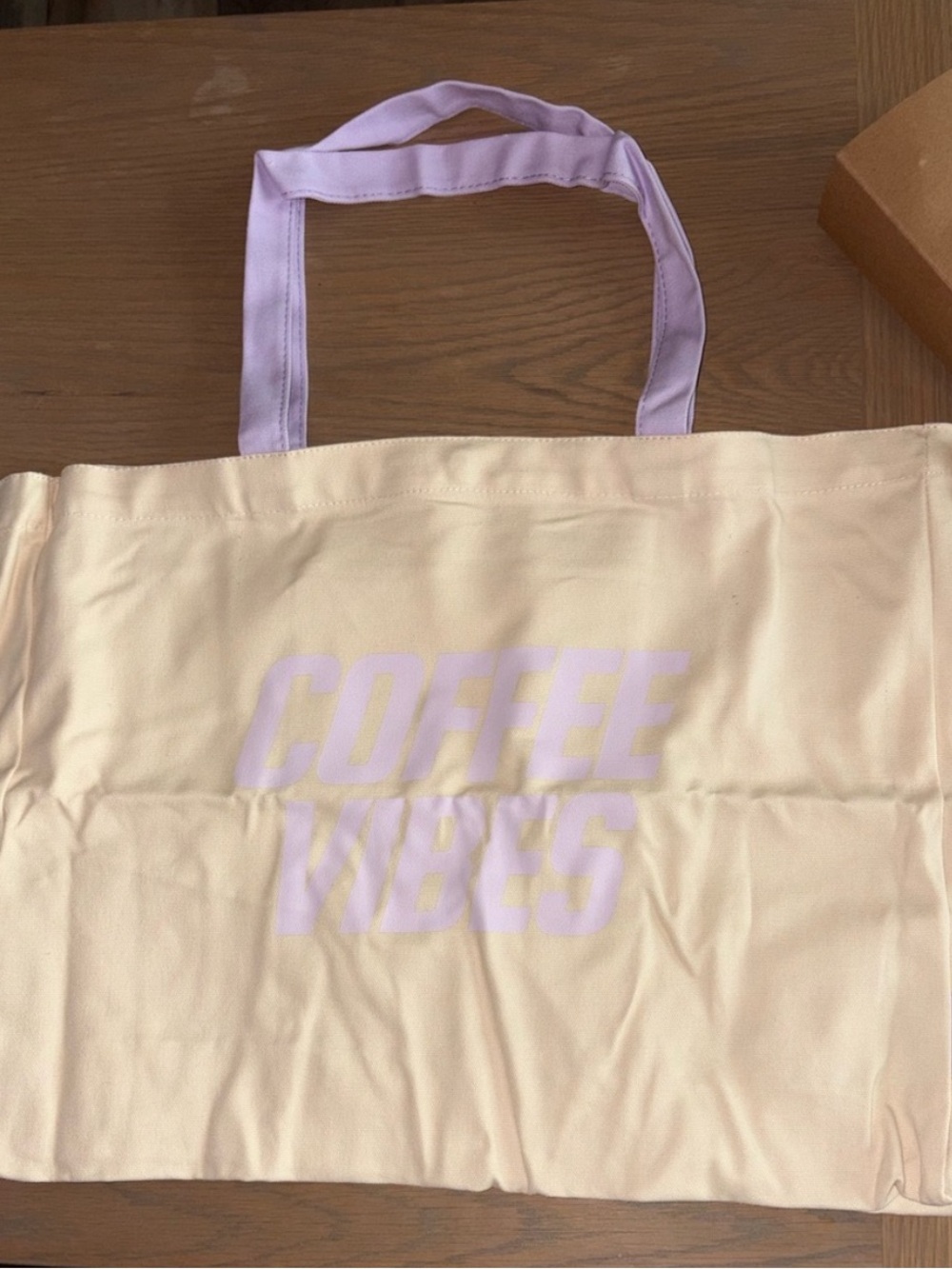 Nespresso Coffee Vibes Large Tote Bag - Cream with Lilac Handles
